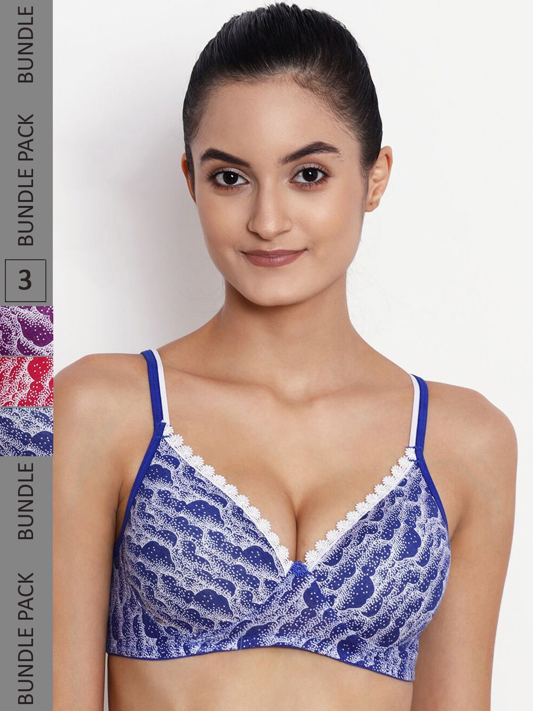 ABELINO Pack Of 3 Abstract Printed Non-Wired Lightly Padded Pure Cotton T-Shirt Bra-picture-21