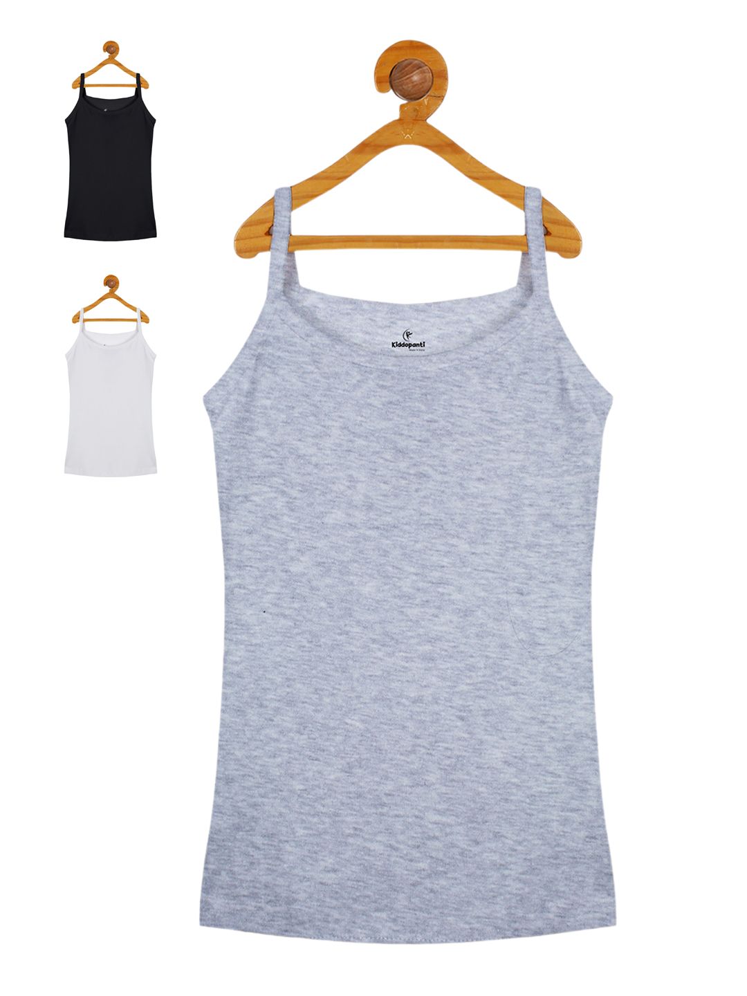 KiddoPanti Girls Pack Of 3 Pure Cotton Camisoles-picture-23