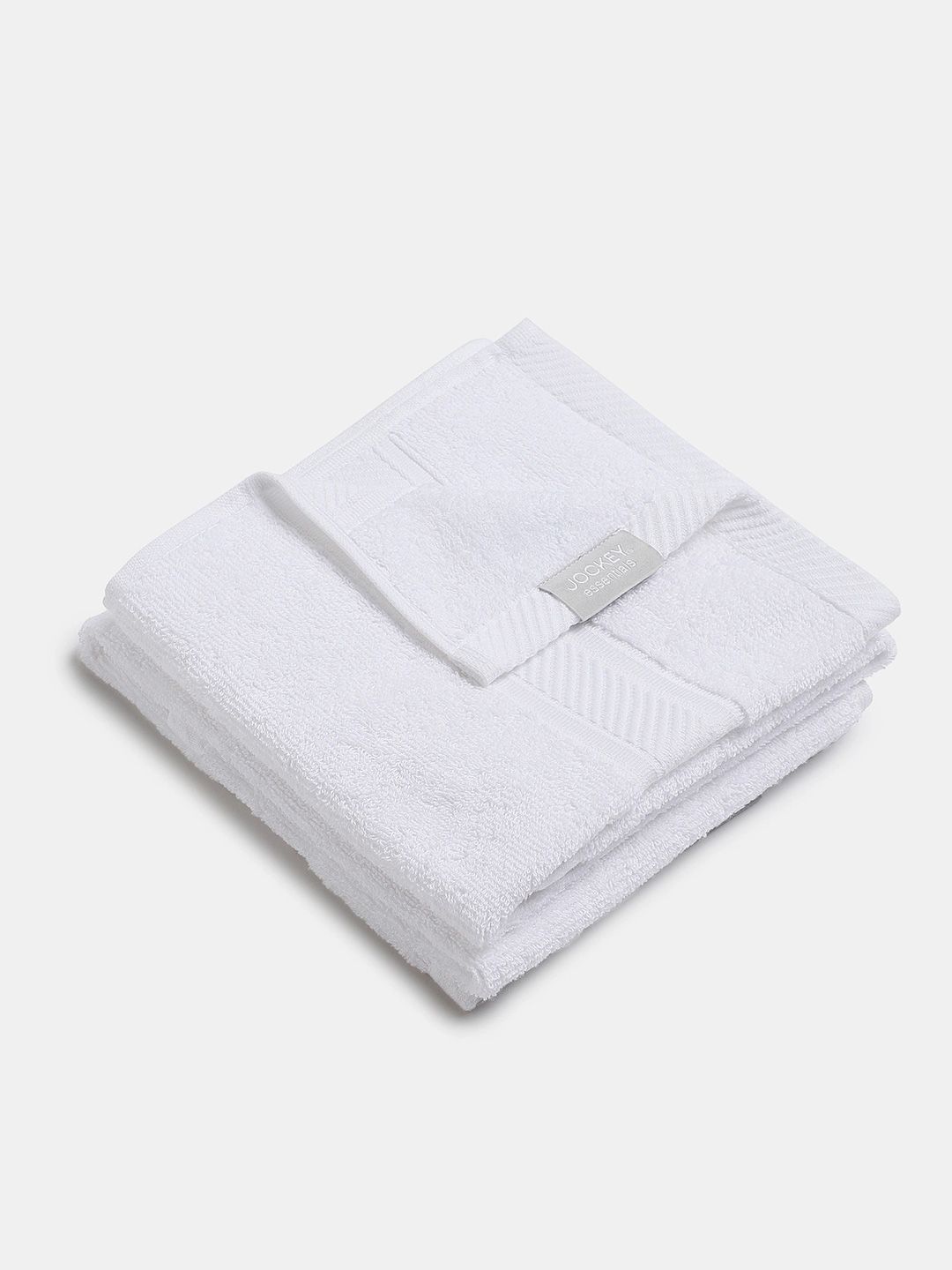 Jockey Men White 2 Pcs Cotton Terry 500 GSM High Absorbency Hand Towels