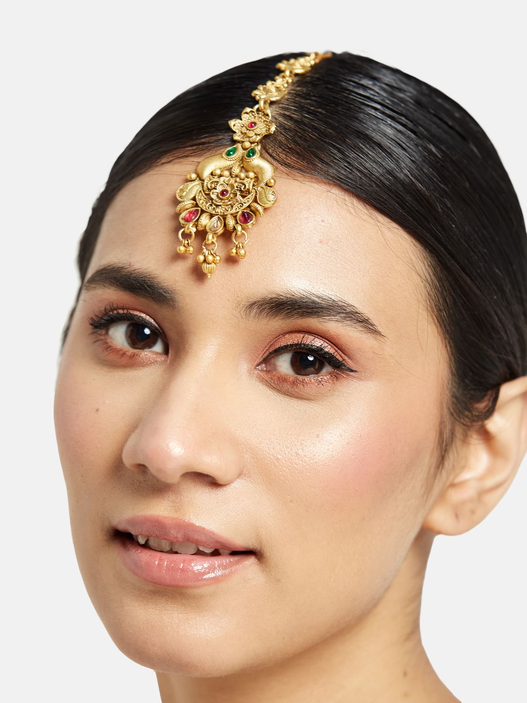 ATIBELLE Gold-Plated Stone-Studded Maangtikka