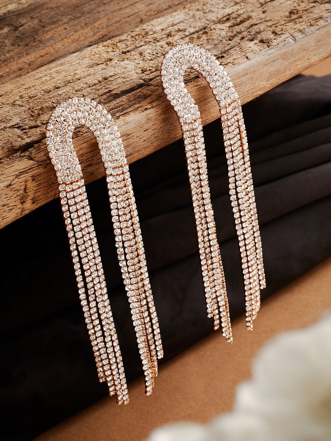 ATIBELLE Rose Gold-Plated Contemporary Drop Earrings