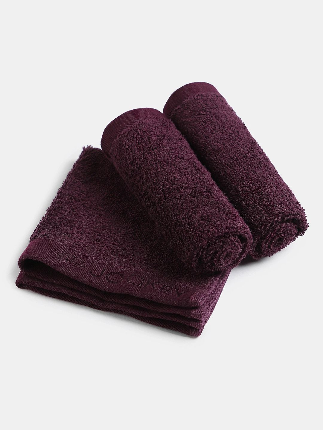 Jockey Wine-Purple  3-Pcs 600 GSM Bamboo Cotton Anti-Microbial Face Towels-image-19