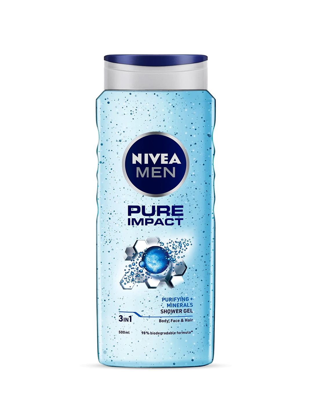 Nivea Men Pure Impact 3-in1 Shower Gel with Minerals for Body Face & Hair - 500ml
