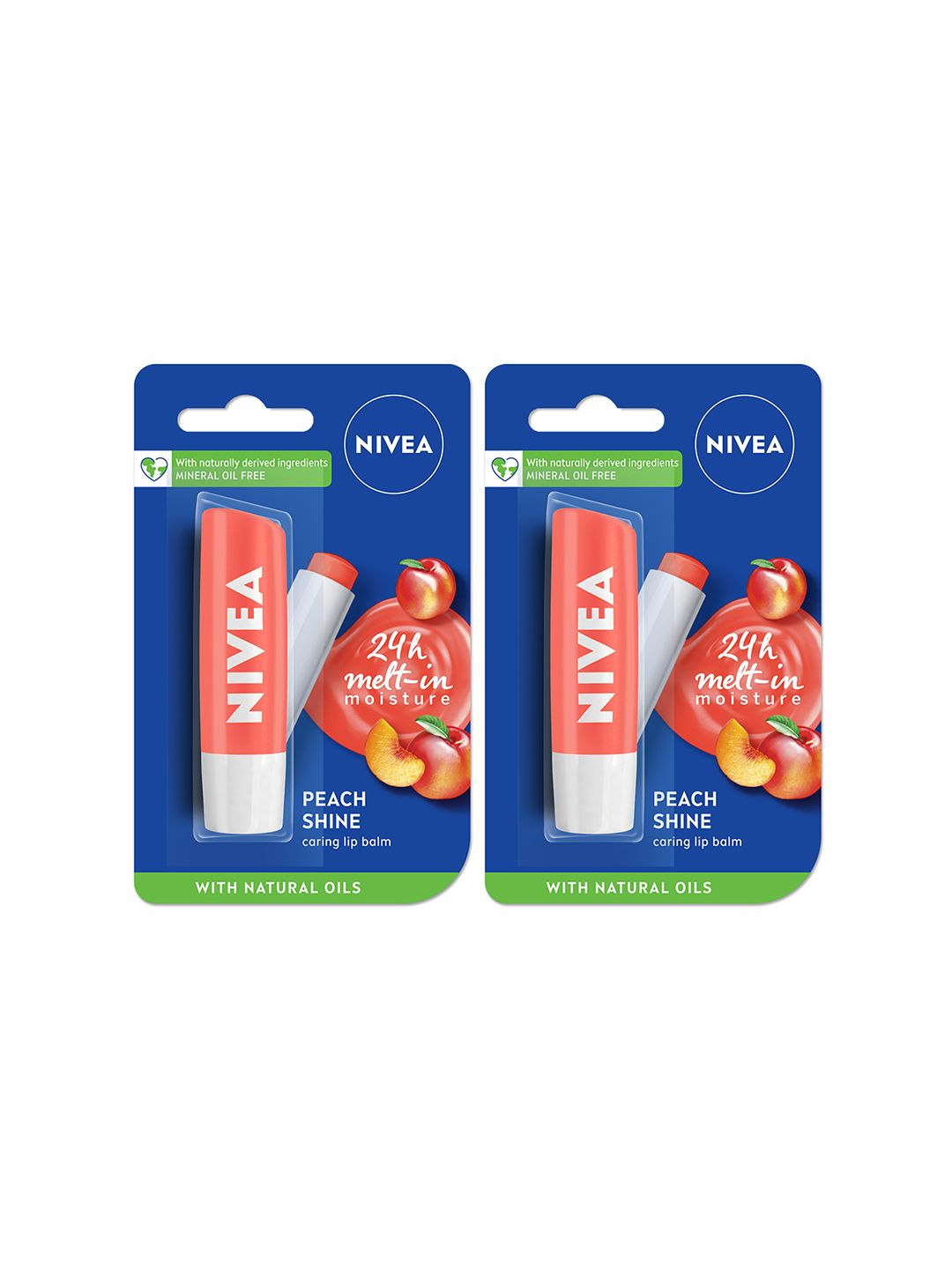 Nivea Set of 2 Peach Fruity Shine Caring Lip Balm - 4.8g each-picture-42