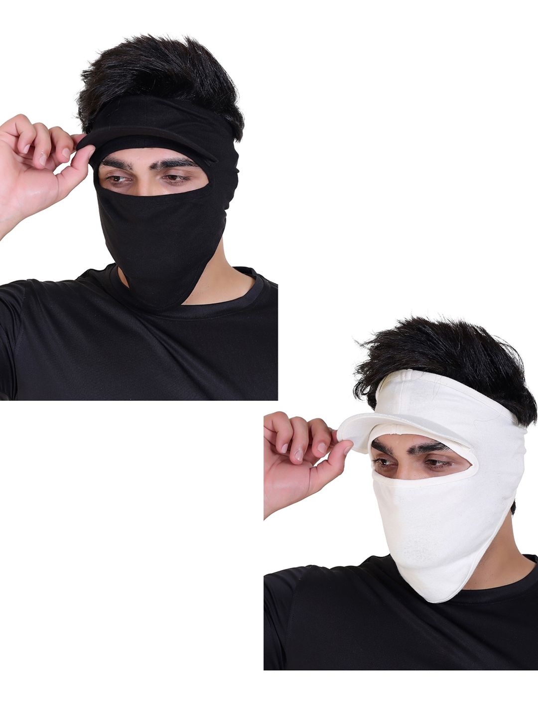 Gajraj Pack Of 2 Cotton Strechable Full Face Masks With Visor