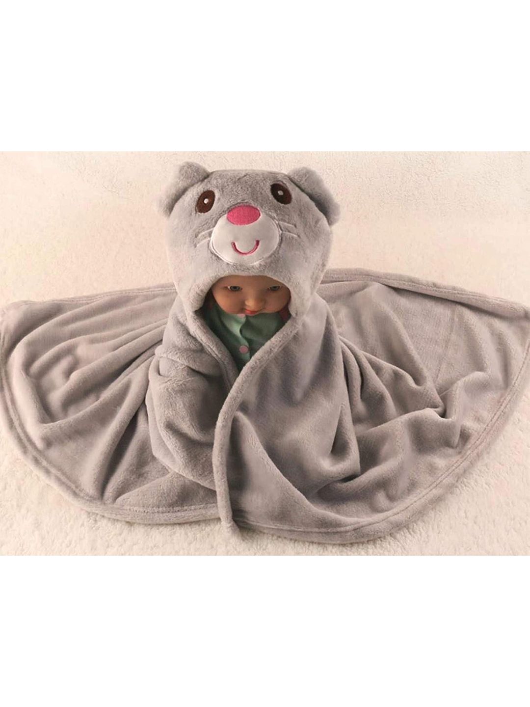 Bajo's Infants Grey AC Room 350 GSM Single Bed Blanket or Towel or Baby Cloak-image-1