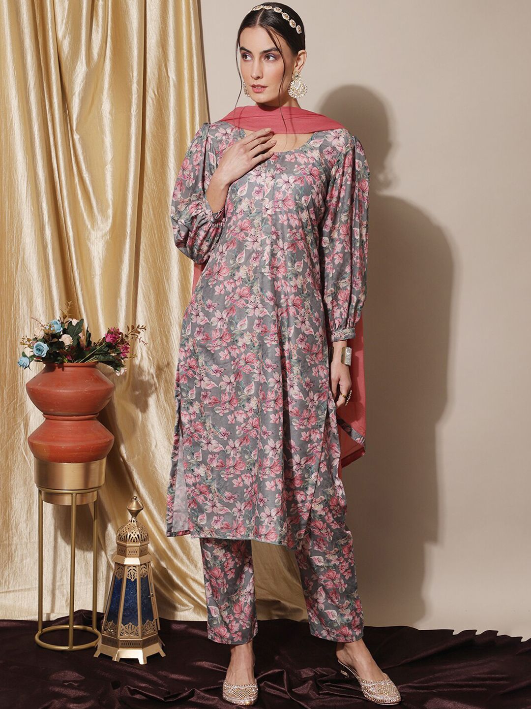 Stylee LIFESTYLE Printed Pure Silk Unstitched Dress Material-image-16