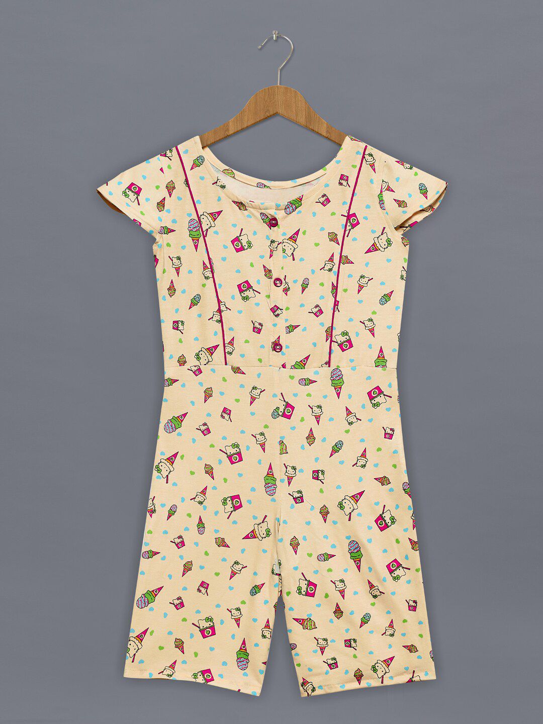 FASHION DREAM Girls Graphic Printed Cotton Lycra Capri Jumpsuit-picture-57