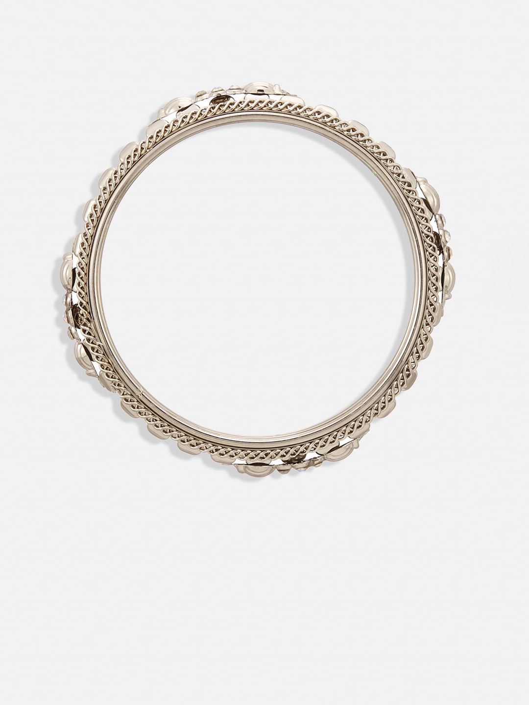 ATIBELLE Set Of 2 Silver-Plated Stone-Studded Bangles