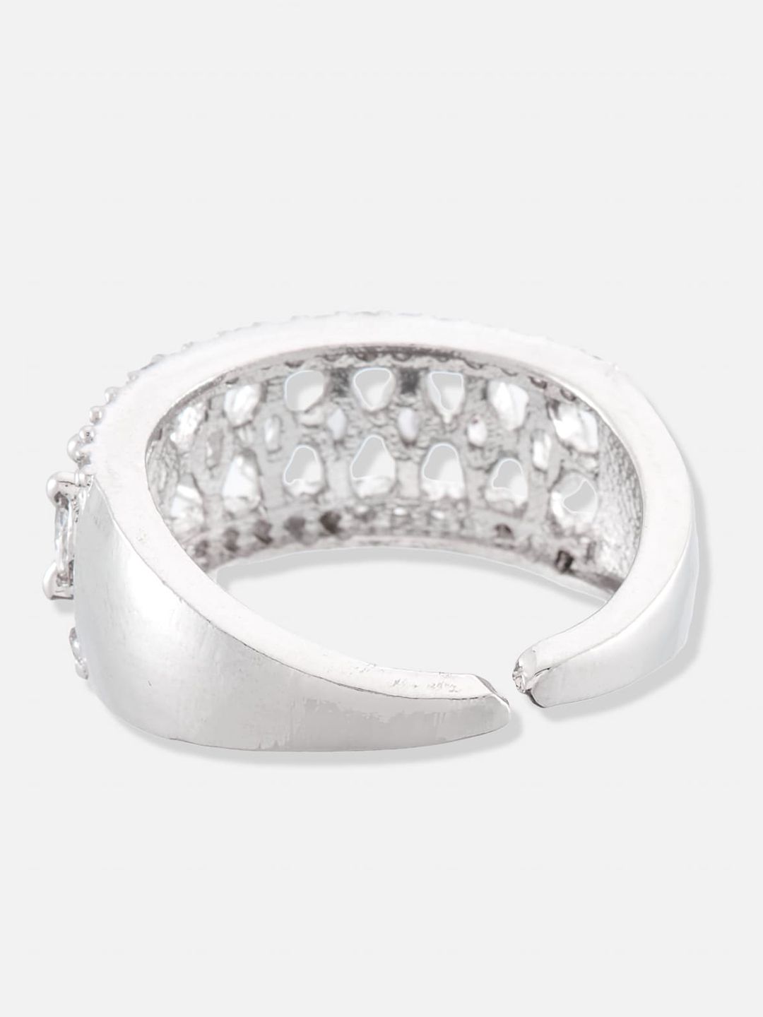 ATIBELLE Silver-Plated AD Studded Adjustable Finger Ring