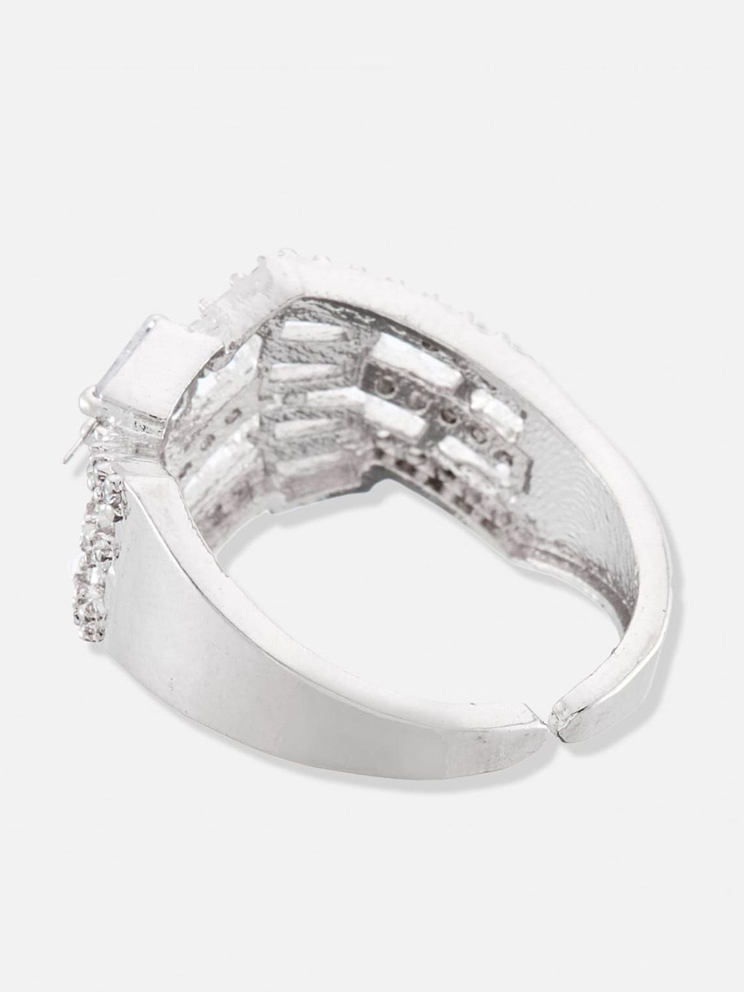 ATIBELLE Silver-Plated AD-Studded Finger Ring
