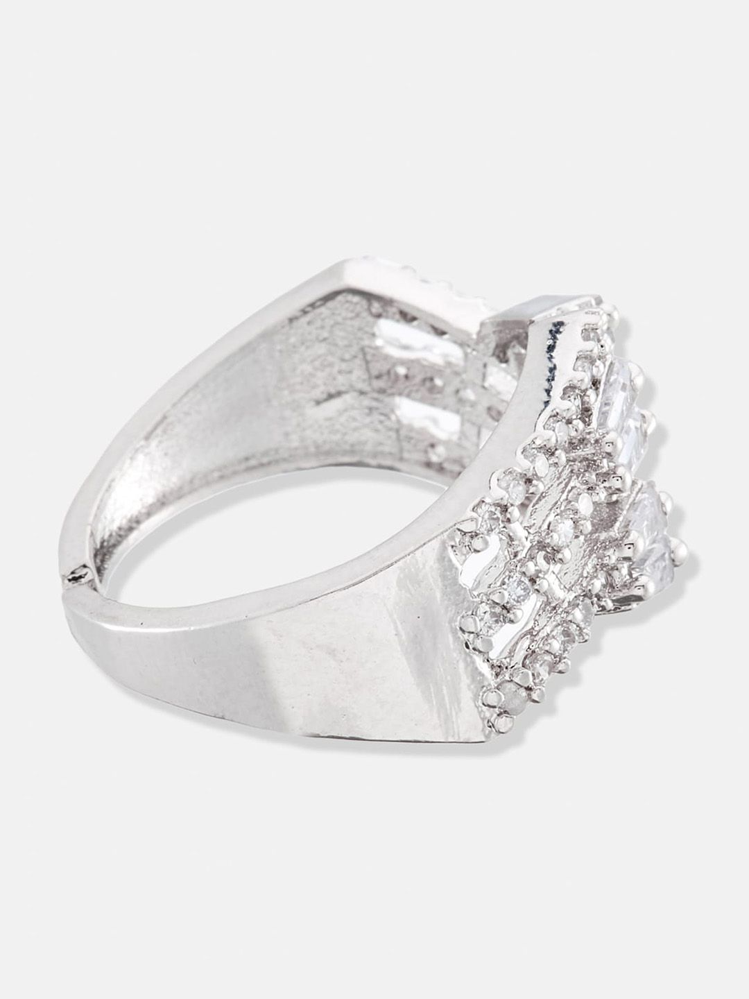 ATIBELLE Silver-Plated AD-Studded Finger Ring
