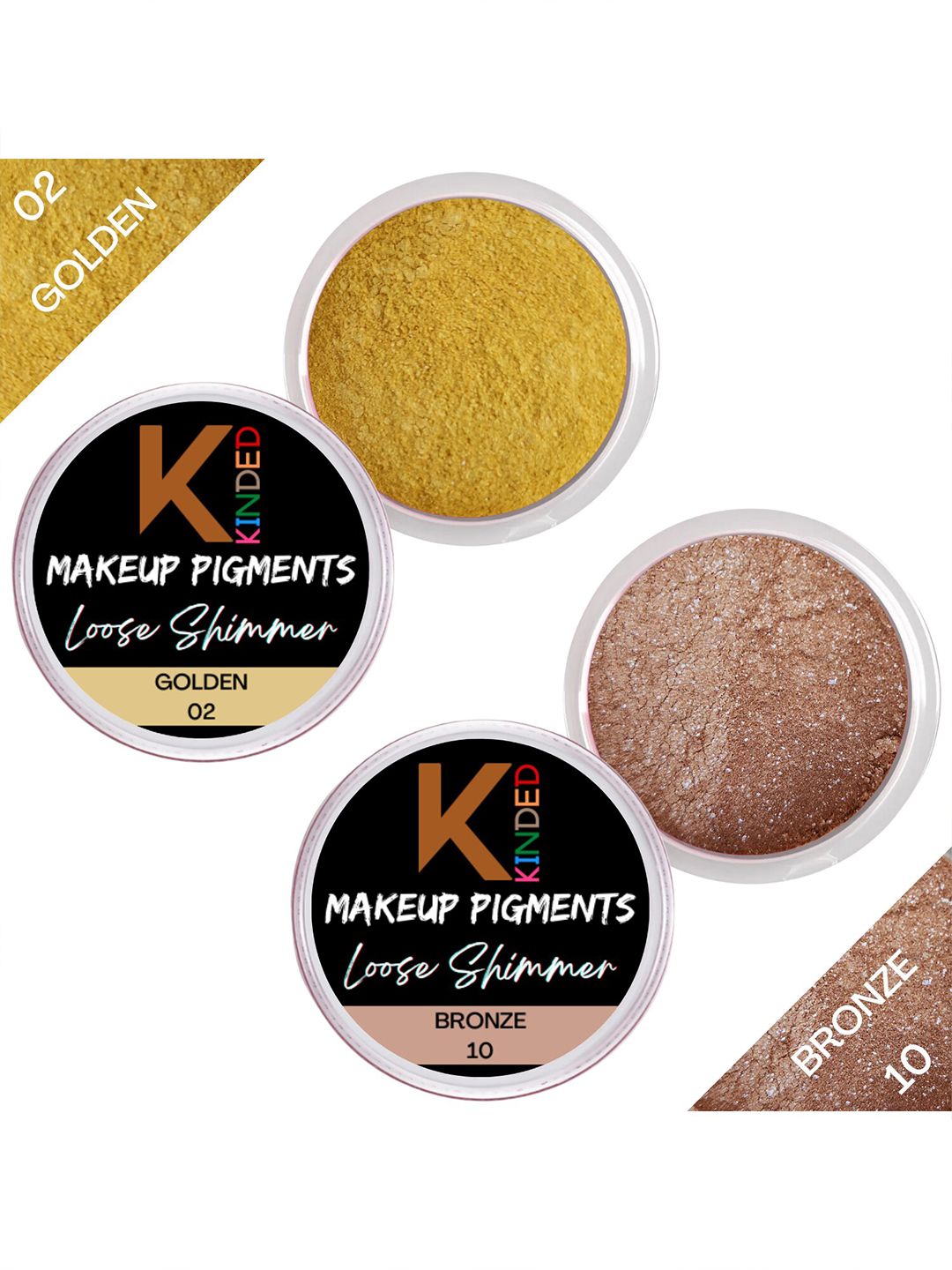 KINDED Set of 2 Makeup Pigments Loose Shimmer Powder Eyeshadow 3 g Each - 02 & 10-picture-44