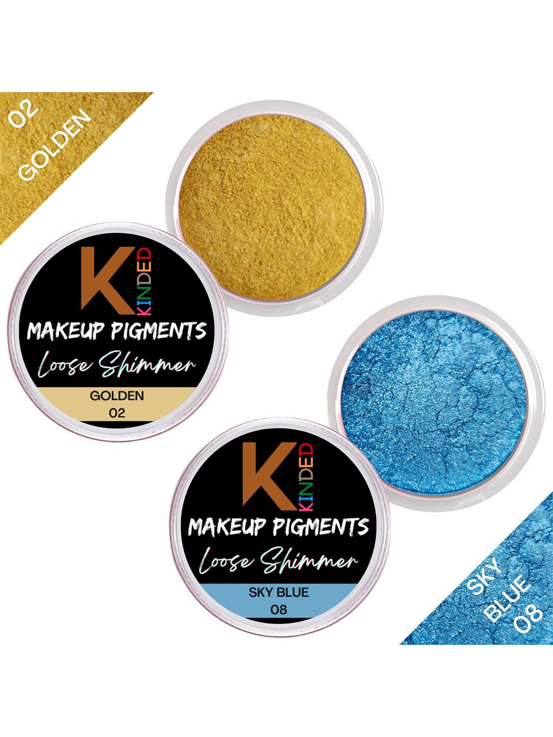 KINDED Set of 2 Makeup Pigments Loose Shimmer Powder Eyeshadow 3 g Each - 02 & 08-picture-11