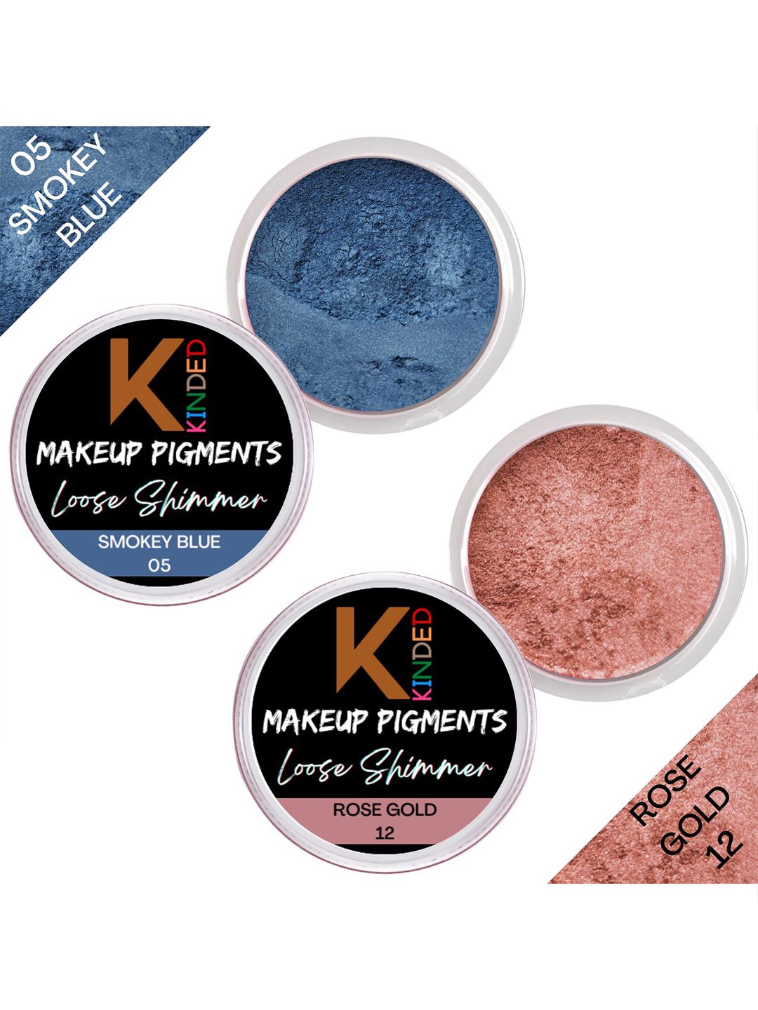 KINDED Set of 2 Makeup Pigments Loose Shimmer Eyeshadow - Smokey Blue 05 & Rose Gold 12-picture-18
