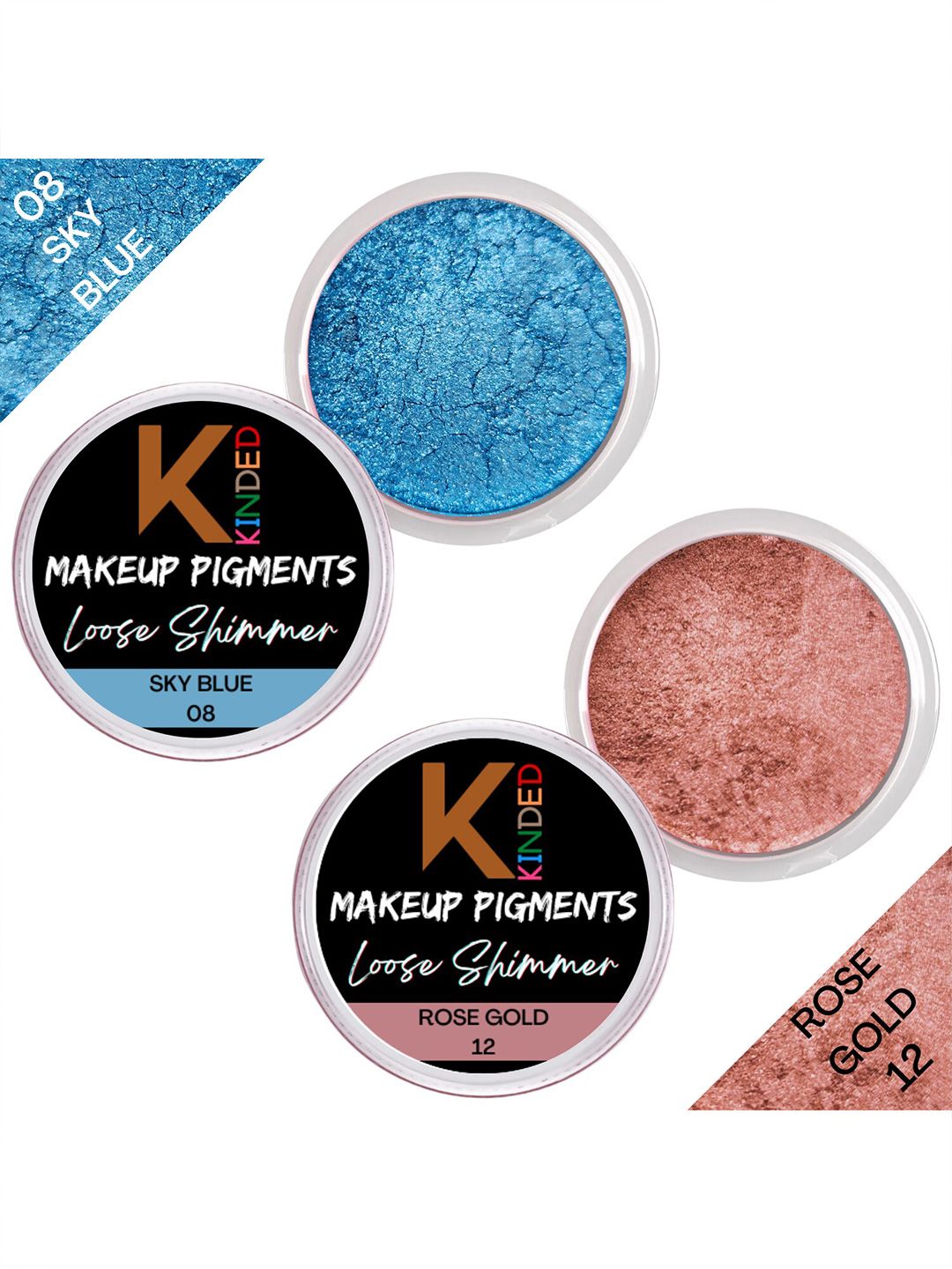 KINDED Set of 2 Makeup Pigments Loose Shimmer Eyeshadow - Sky Blue 08 & Rose Gold 12-picture-55