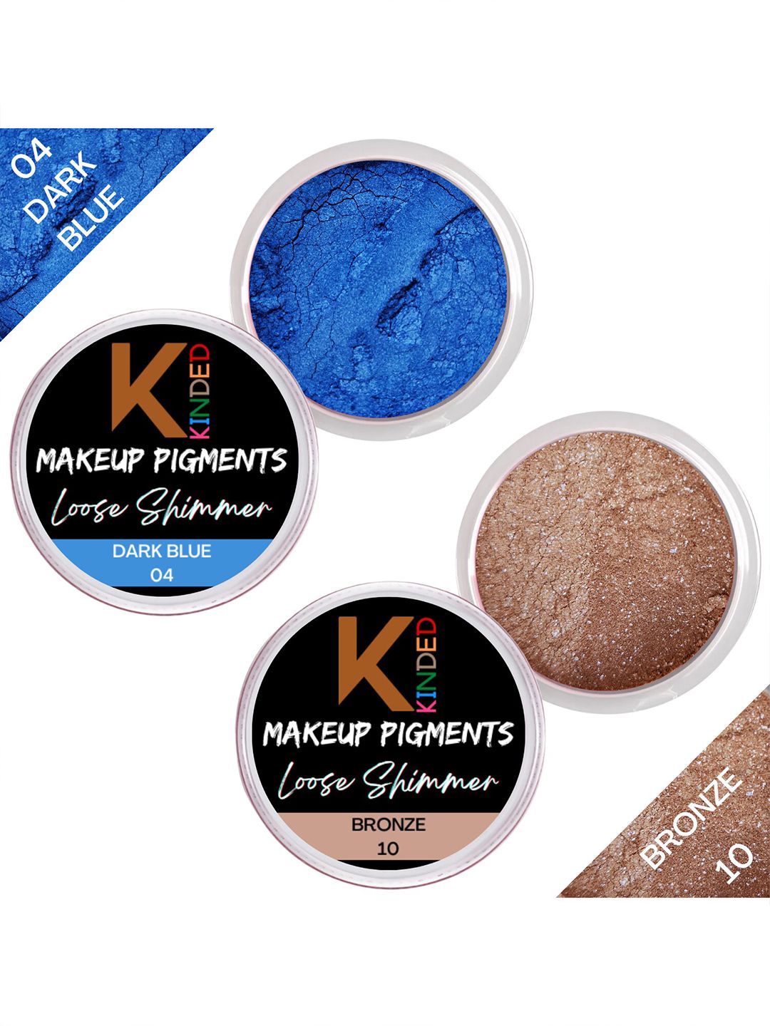 KINDED Set of 2 Makeup Pigments Loose Shimmer Eyeshadow - Dark Blue 04 & Bronze 10-picture-46