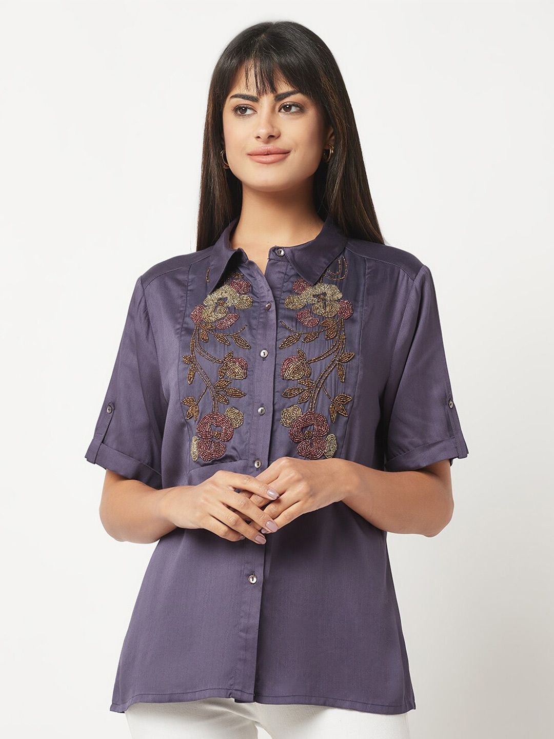 Buy HOUSE OF S HOUSE OF S Floral Printed Embellished Casual Shirt at Redfynd