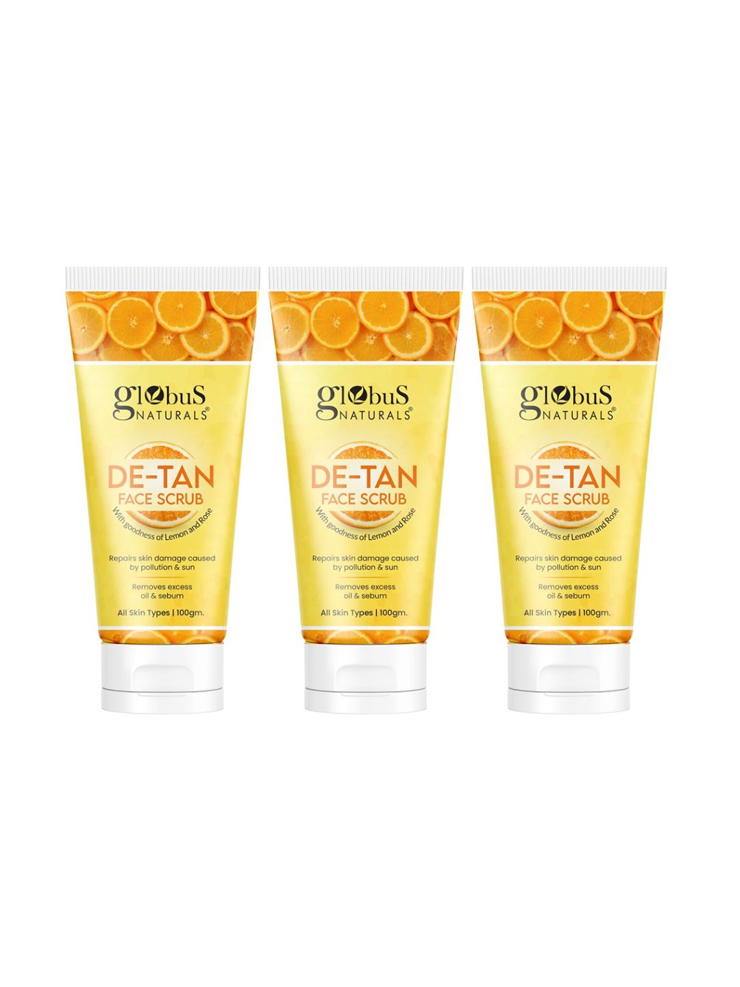 Globus naturals Set of 3 De Tan Face Scrub with Lemon & Rose for Skin Damage - 100 g Each-image-42