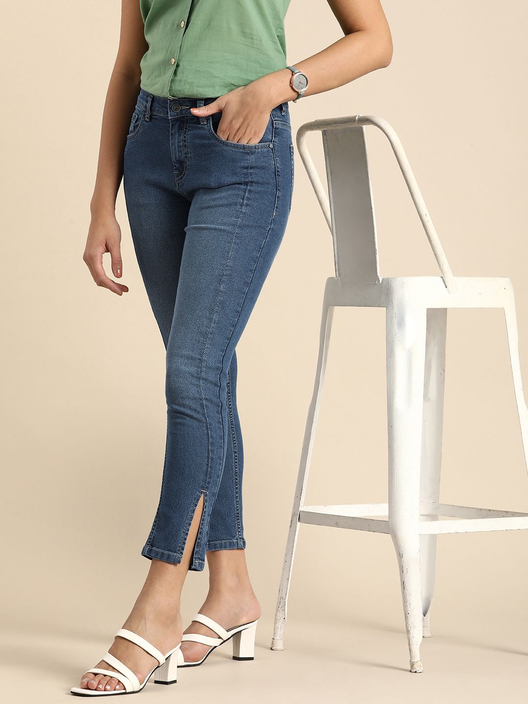 all about you Women Skinny Fit Light Fade Stretchable Mid-Rise Jeans