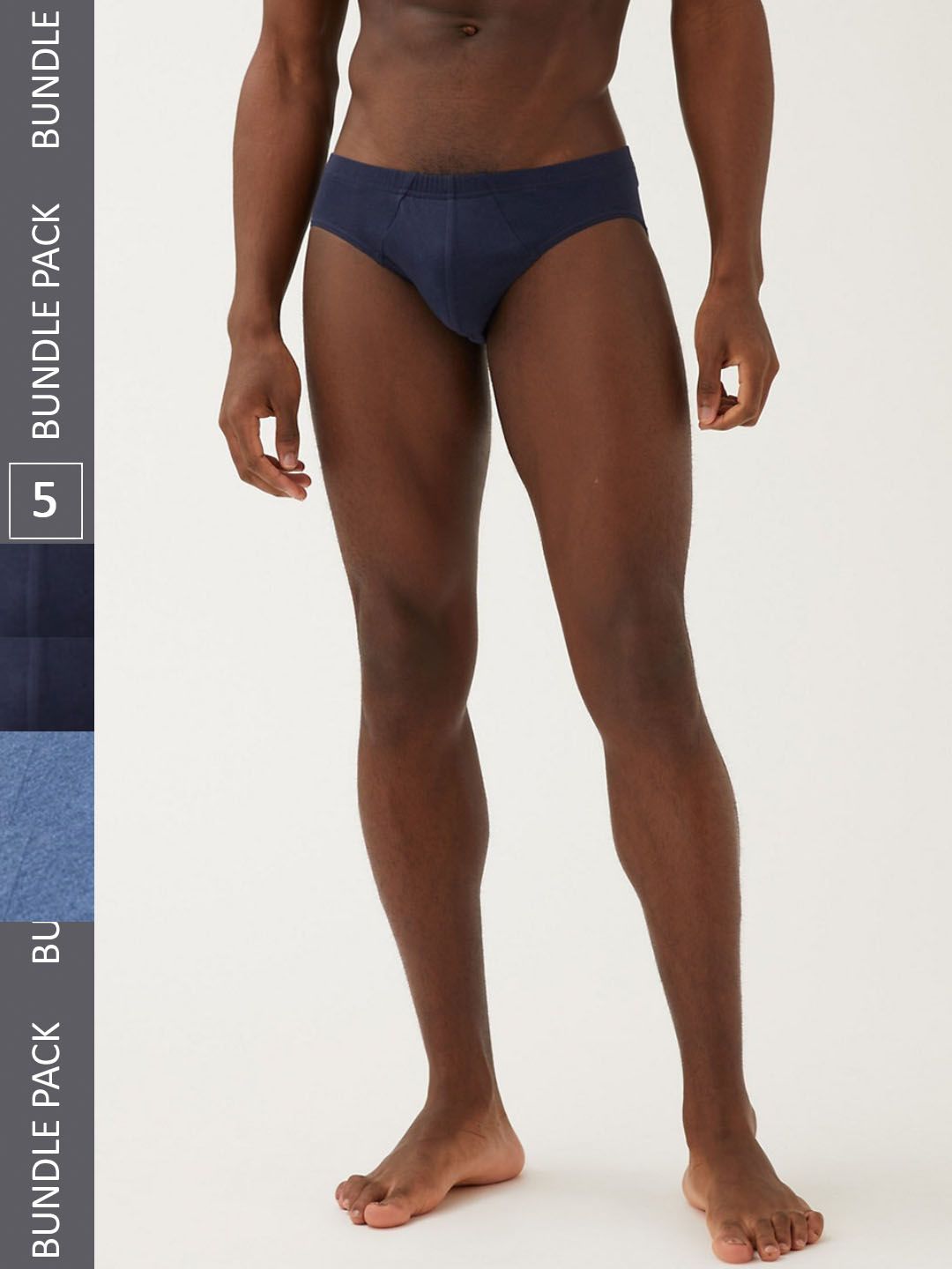 Marks & Spencer Men Pack Of 5 Mid-Rise Pure Cotton Basic Briefs-picture-58