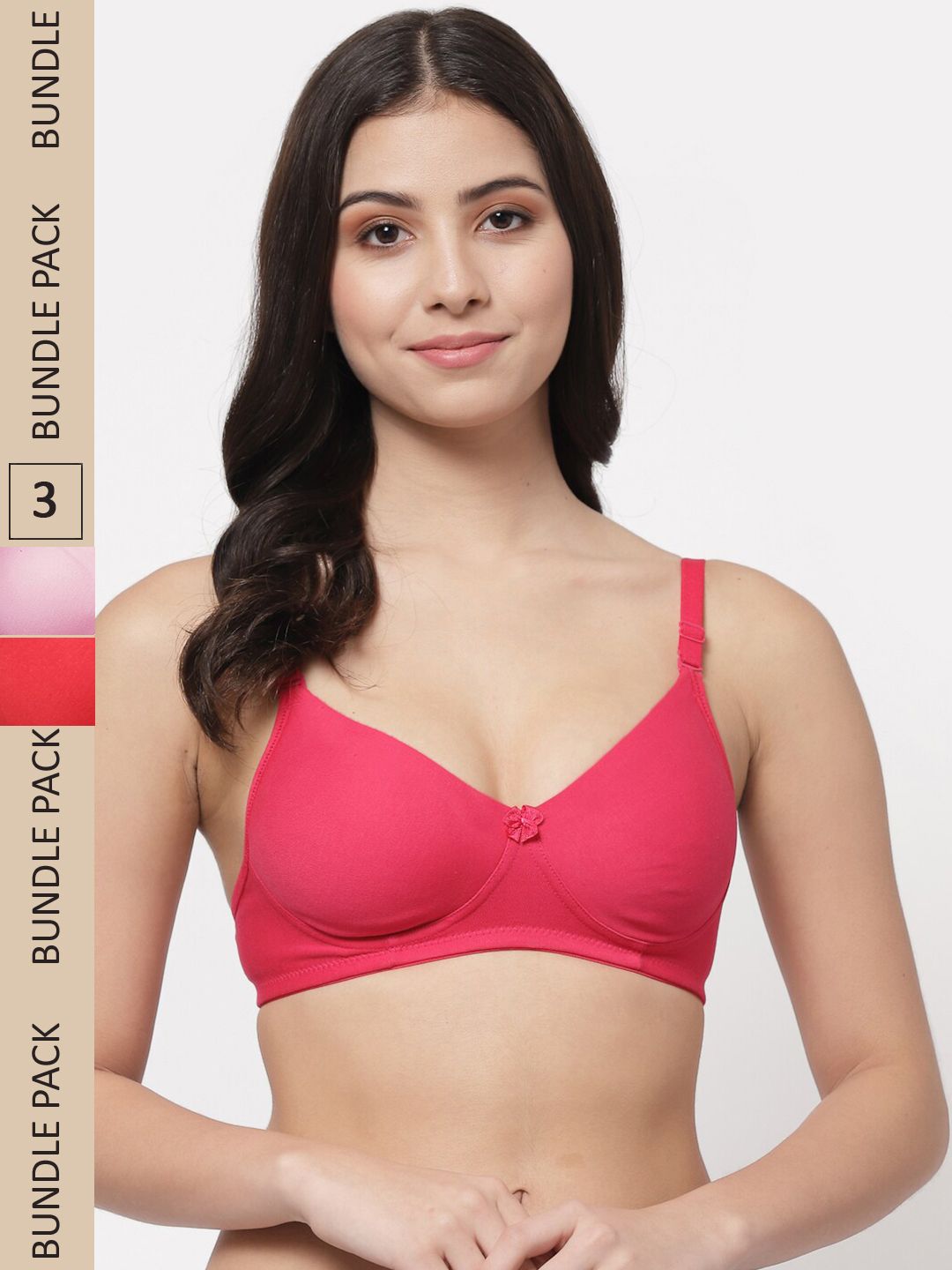 College Girl Pack Of 3 Lightly Padded Seamless Cotton T-Shirt Bra-picture-33