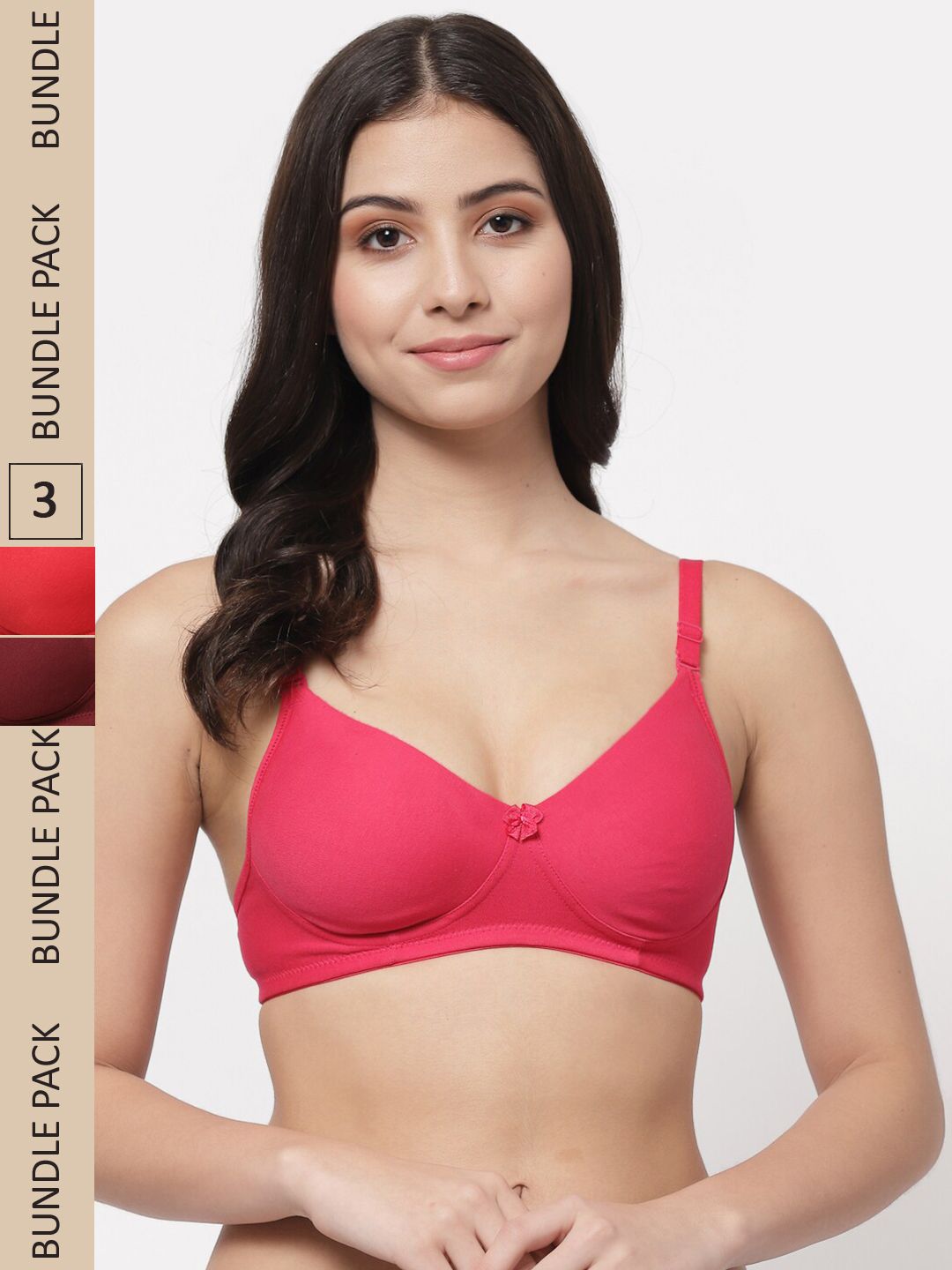 College Girl Pack of 3 Lightly Padded Non-Wired Cotton T-shirt Bra-picture-28