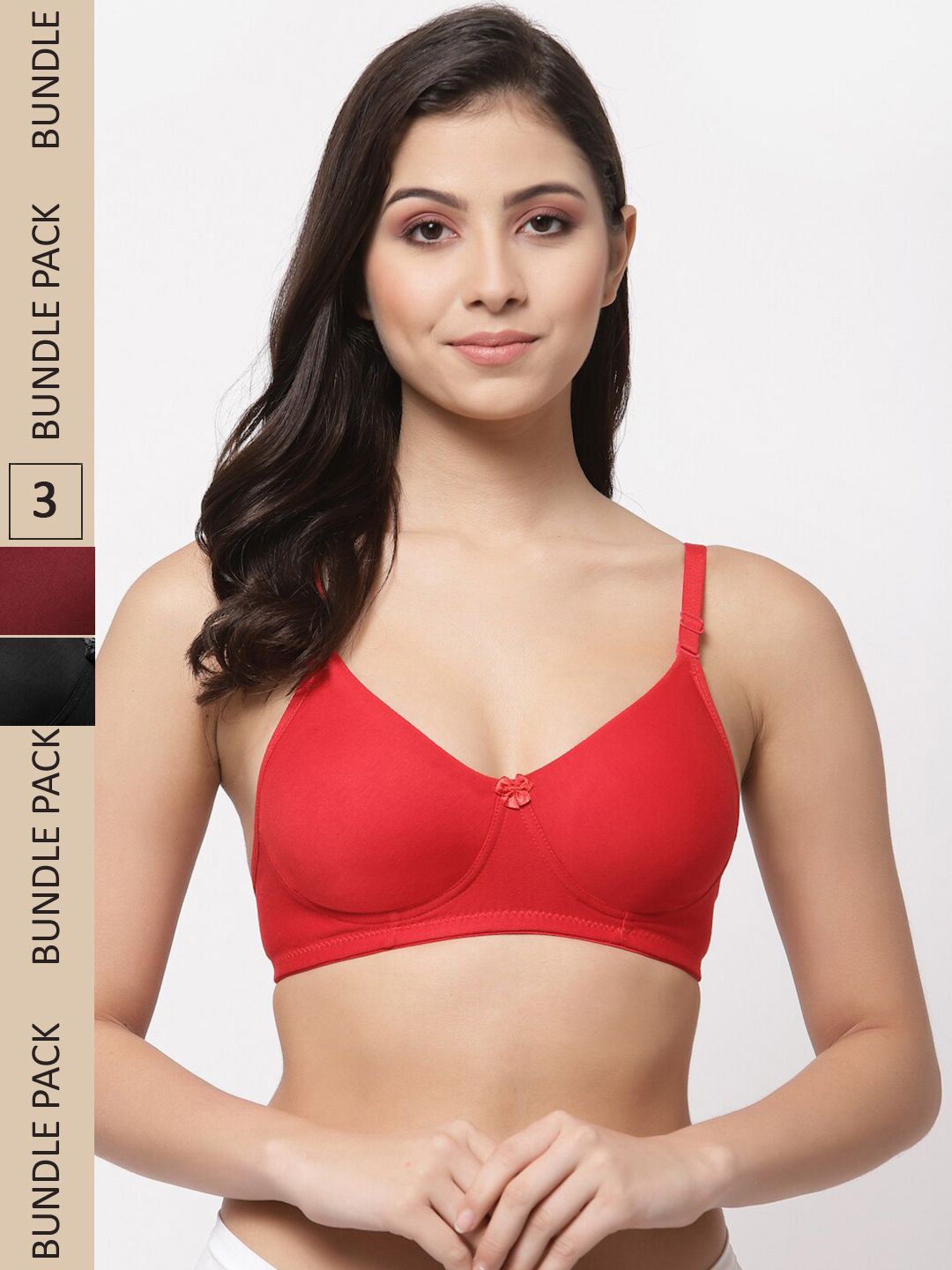 College Girl Pack Of 3 Lightly Padded Seamless Cotton T-Shirt Bra-picture-24