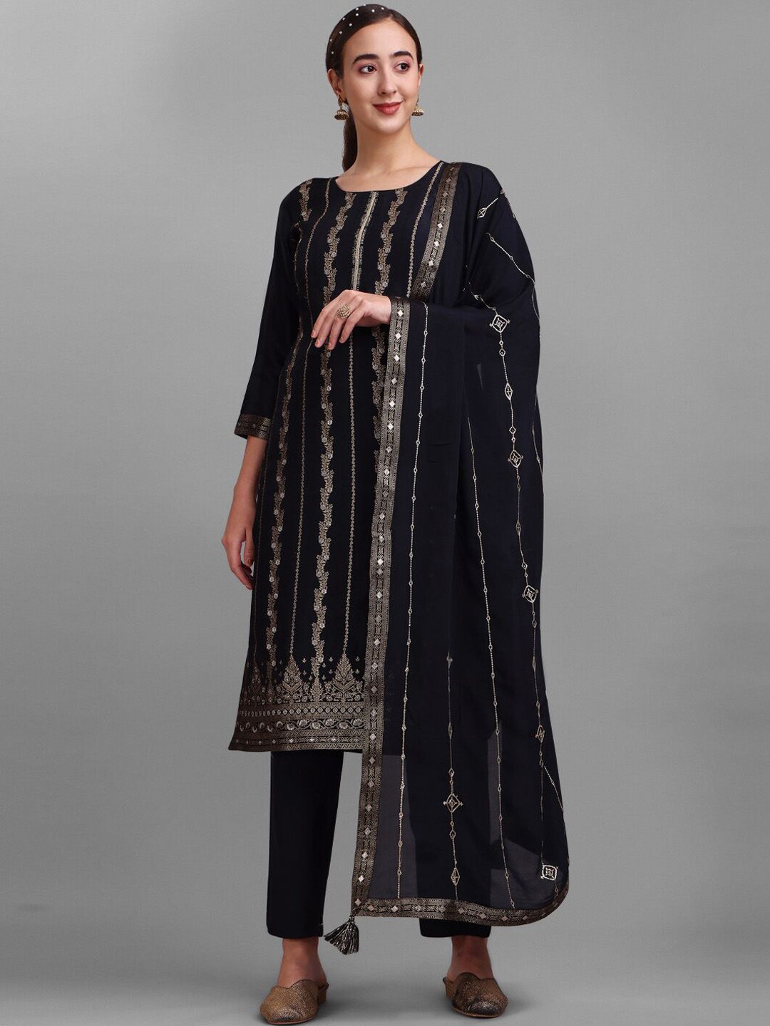 Buy Seerat Seerat Ethnic Motifs Woven Design Pure Silk Kurta with ...