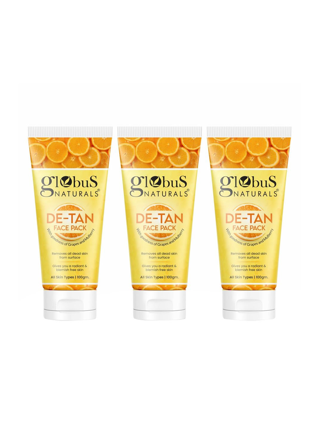 Globus naturals Set of 3 De Tan Face Pack with Grapes & Mulberry - 100 g Each-image-37