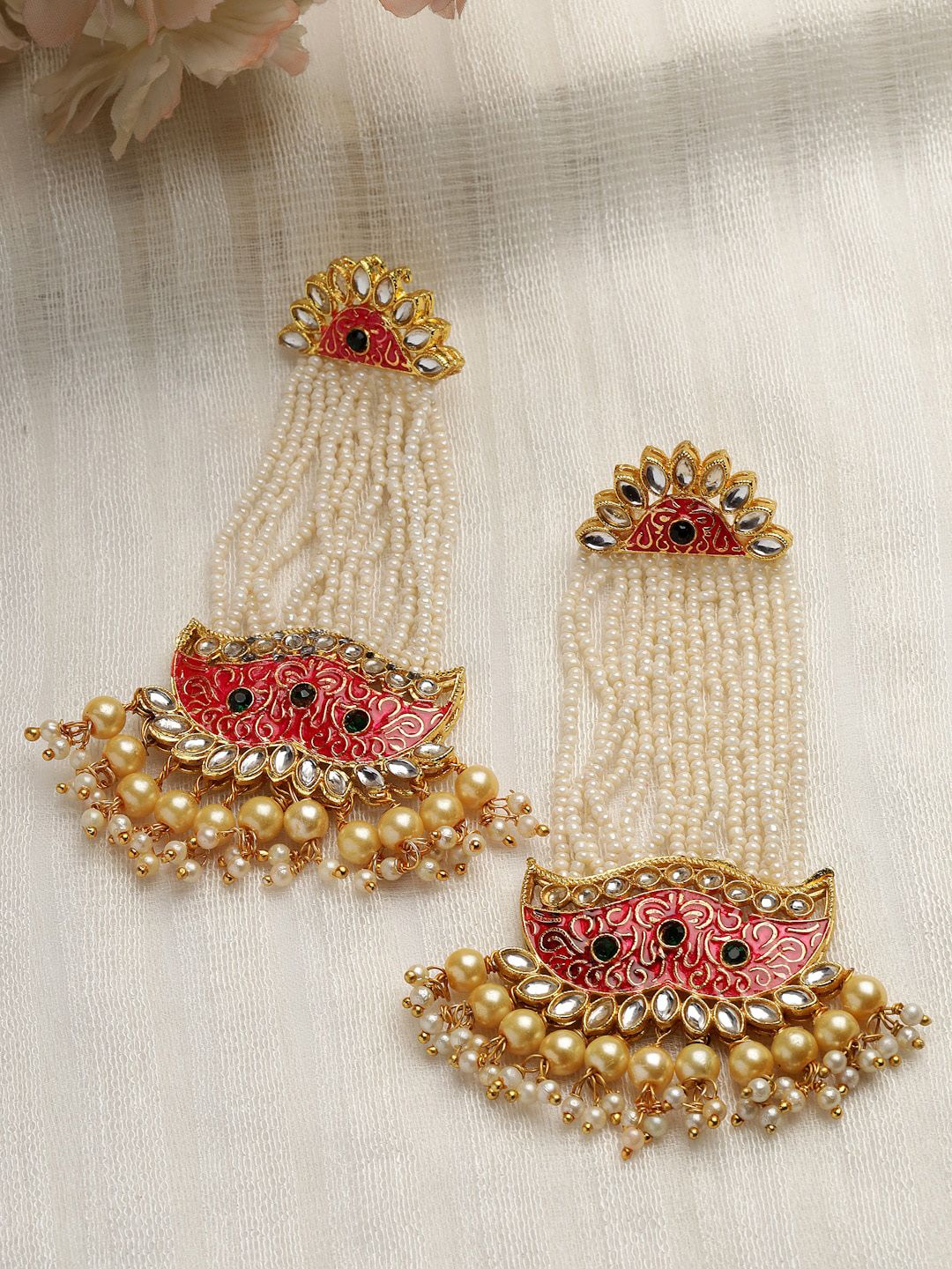 Moedbuille Gold-Plated Studded Classic Drop Earrings