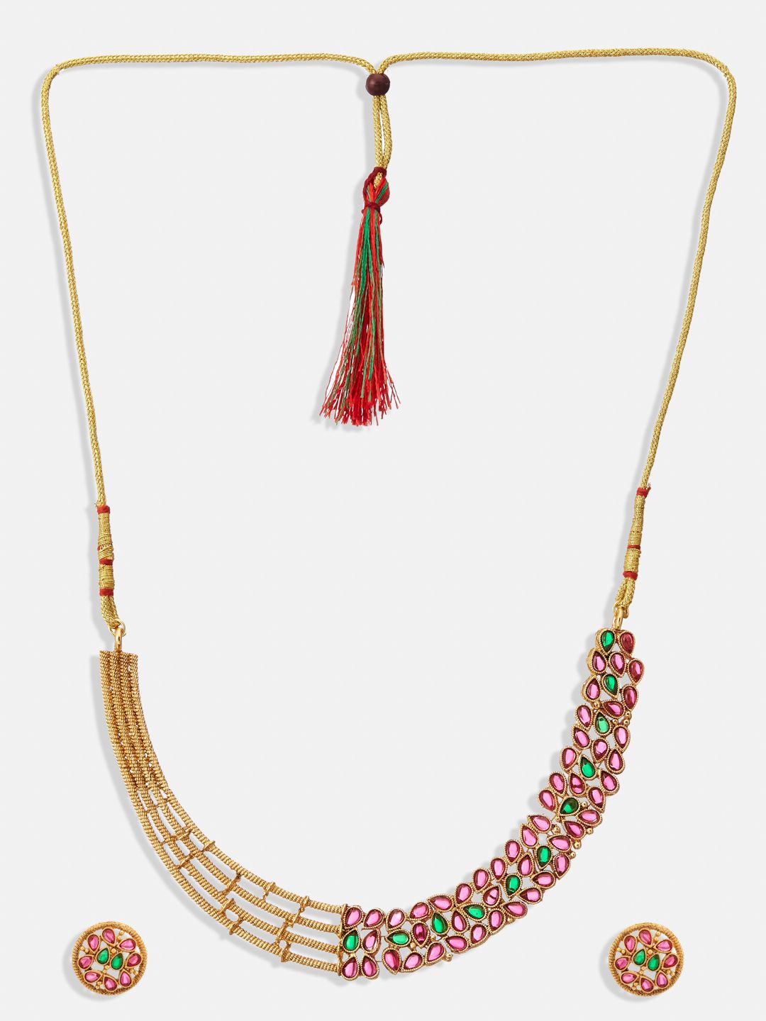 ATIBELLE Gold-Plated Stone-Studded Jewellery Set