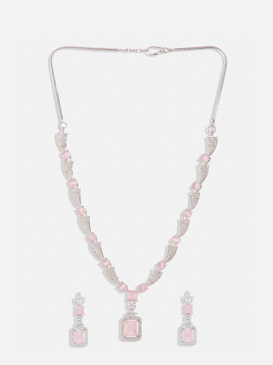 ATIBELLE Sliver-Plated & AD Studded Jewellery Set