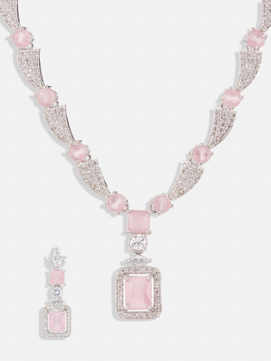 ATIBELLE Sliver-Plated & AD Studded Jewellery Set