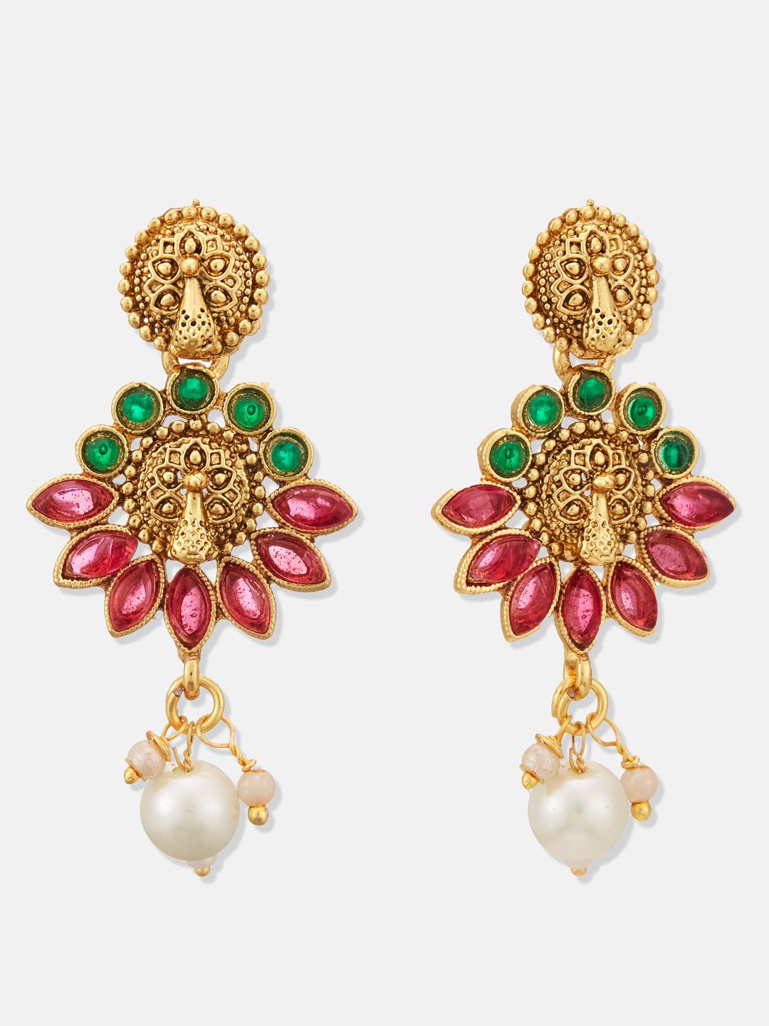ATIBELLE Gold-Plated Stones Necklace & Earrings Set