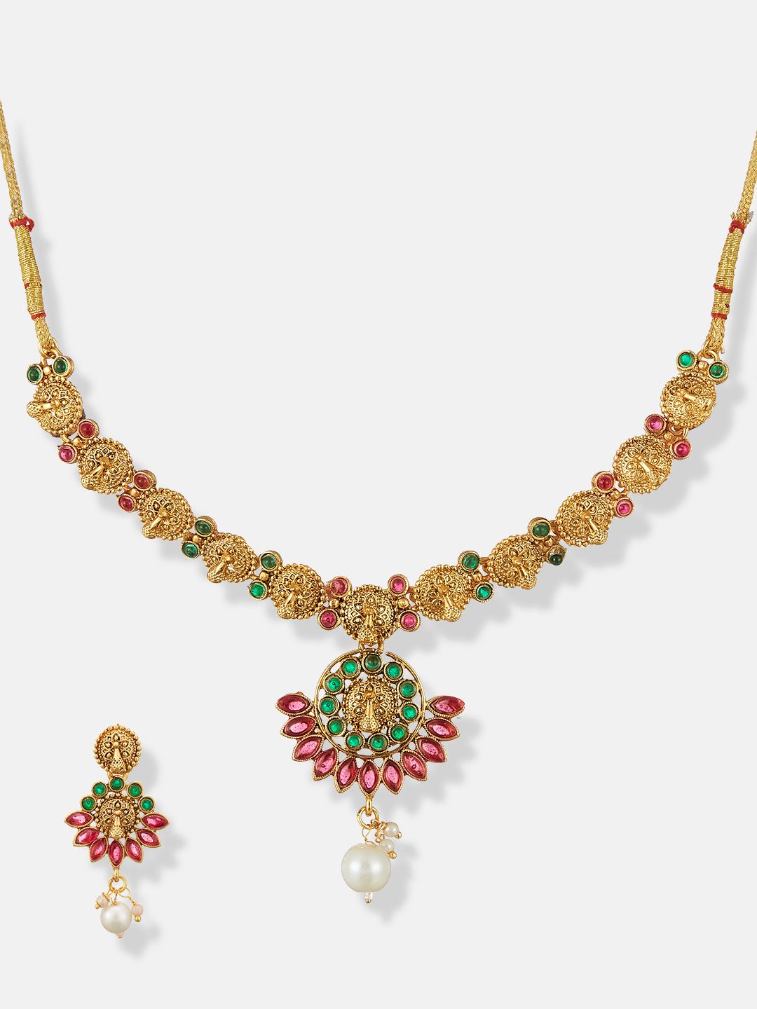 ATIBELLE Gold-Plated Stones Necklace & Earrings Set