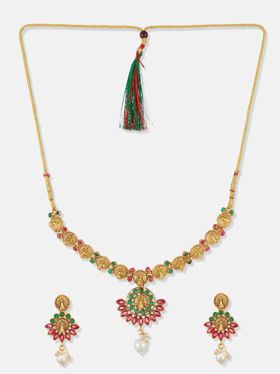 ATIBELLE Gold-Plated Stones Necklace & Earrings Set