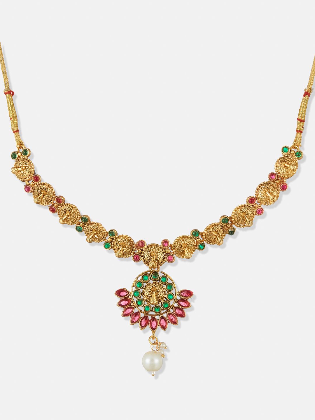 ATIBELLE Gold-Plated Stones Necklace & Earrings Set