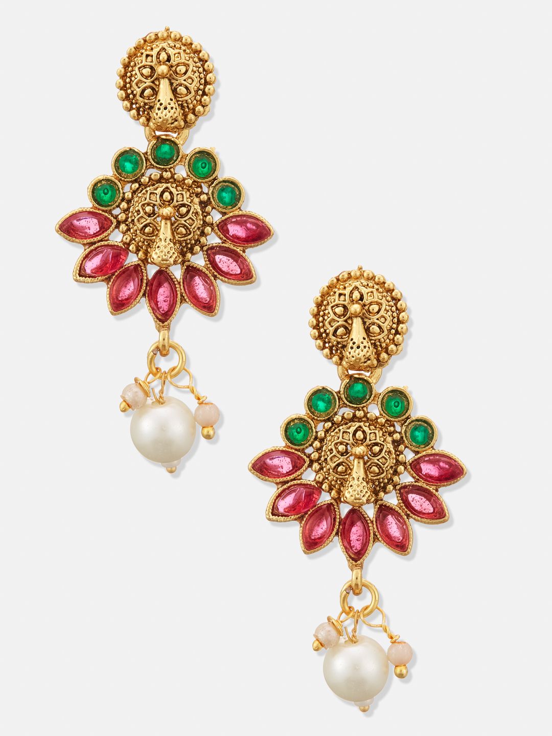 ATIBELLE Gold-Plated Stones Necklace & Earrings Set