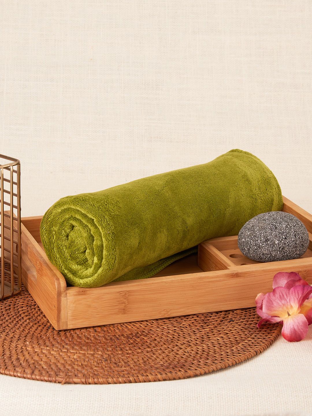 Black gold 4-Pcs Green GSM 400 Premium Microfiber Lightweight Bath Towels-picture-52