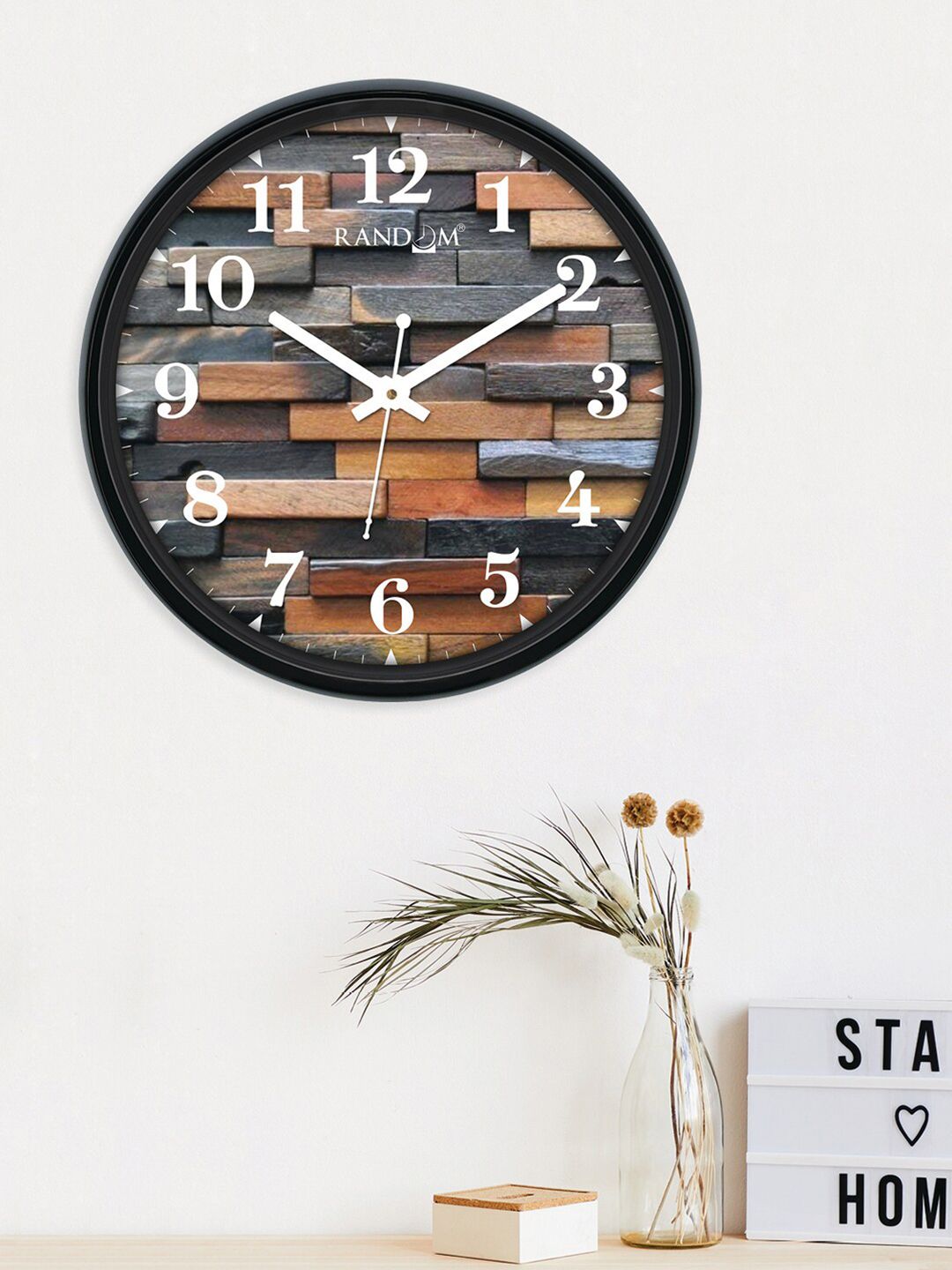 RANDOM Grey & Brown Printed Analogue Contemporary Round Wall Clock-picture-23