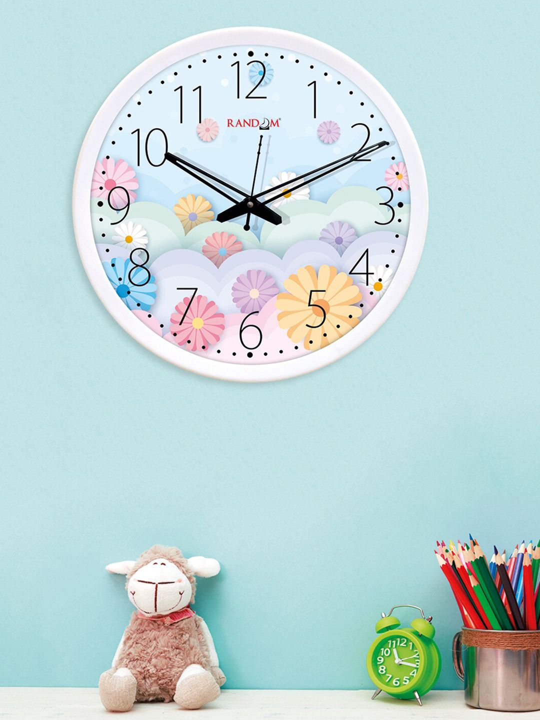 RANDOM Blue & White Printed Analogue Contemporary Round Wall Clock-picture-45