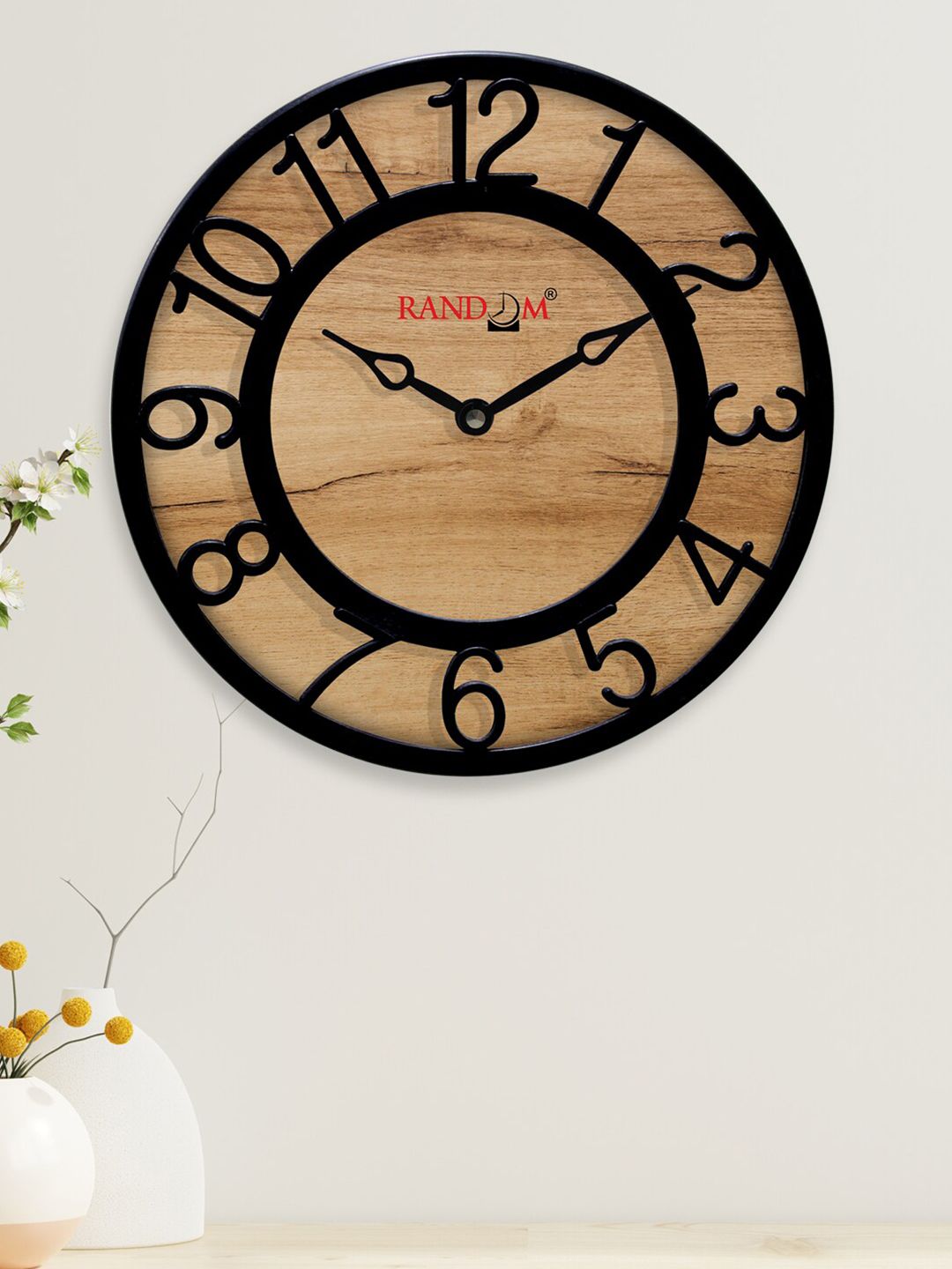 RANDOM Camel Brown & Black Printed Analogue Contemporary Round Wall Clock-picture-40