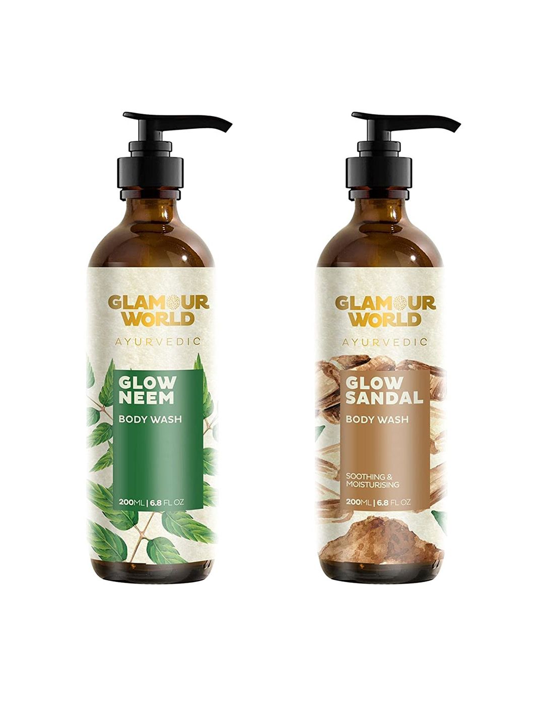 Glamour World Ayurvedic Glow Set Of 2 Neem & Sandal Body Wash 200 ml Each-picture-22