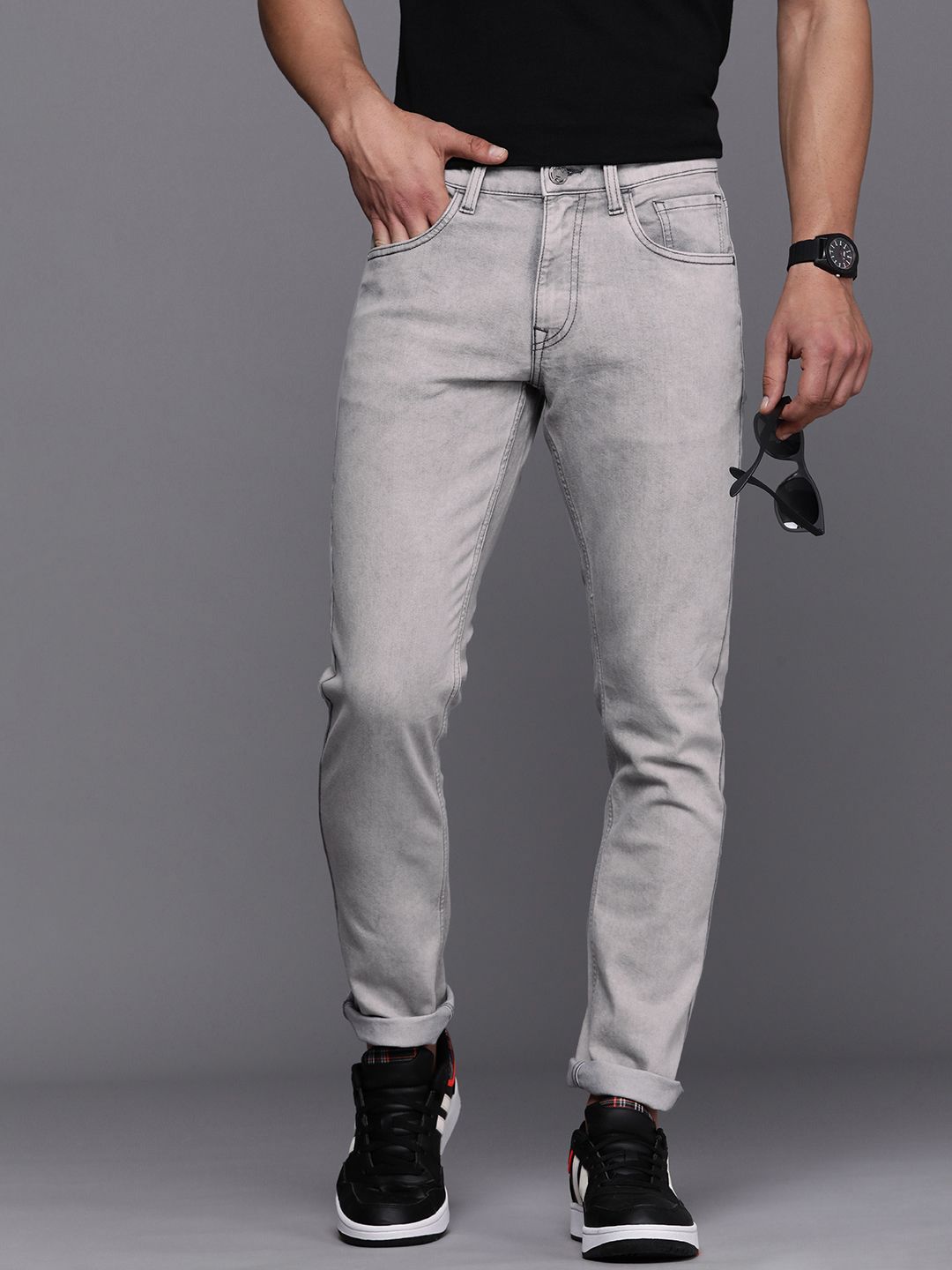 WROGN Men Slim Fit Light Fade Stretchable Jeans - Price History