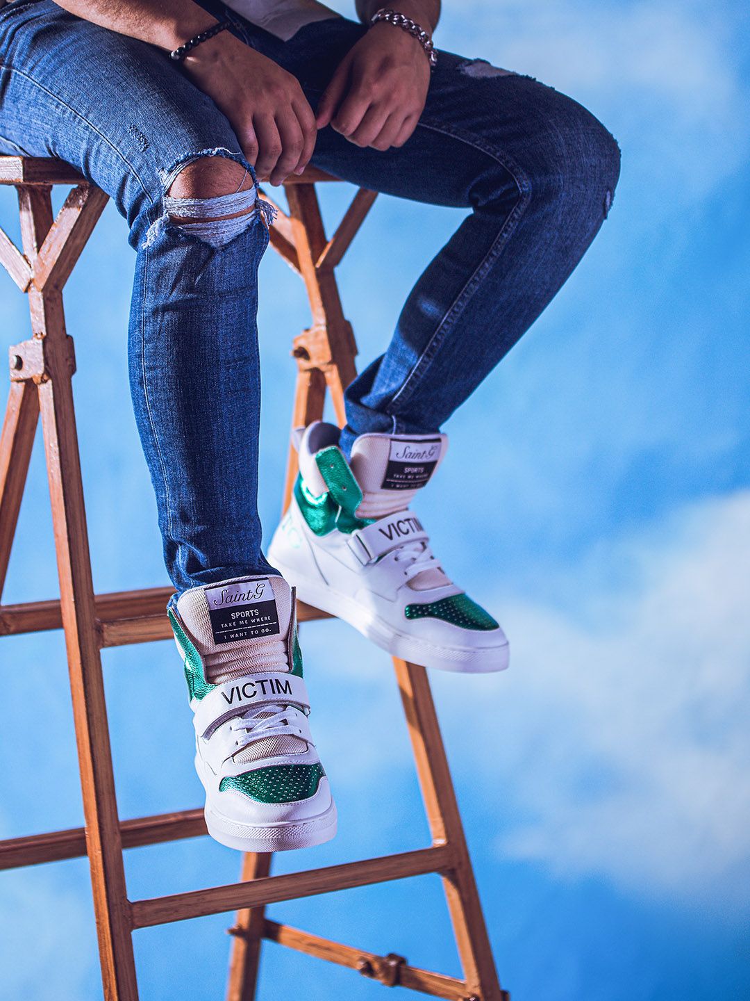 Saint G Men Colourblocked Leather Mid-Top Sneakers-image-44