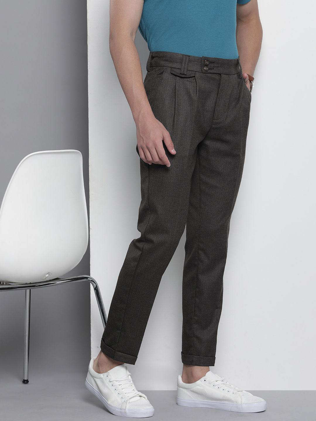 Slim Fit Pleated Trousers