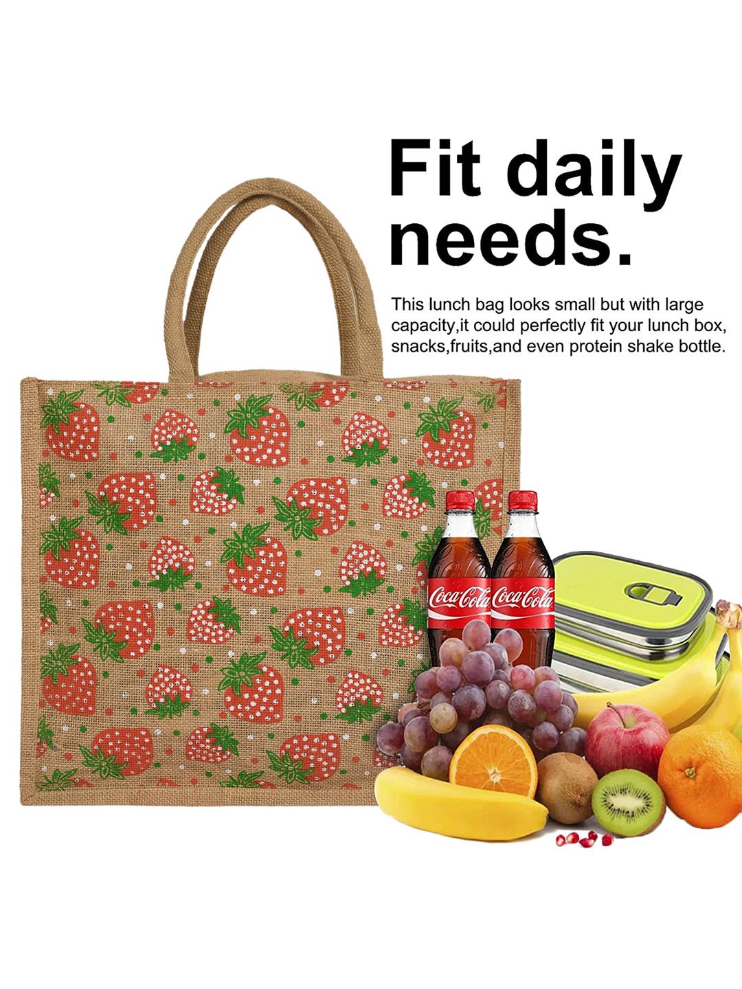 Kuber Industries Strawberry Printed Structured Handheld Bag-picture-32