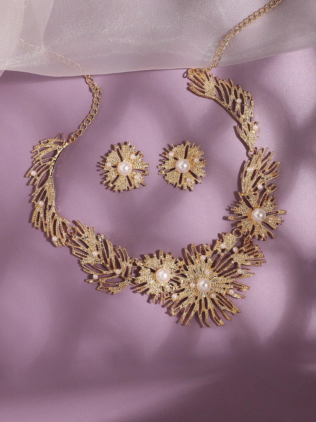 SOHI Gold-Plated Pearls Beaded Jewellery Set-image-24