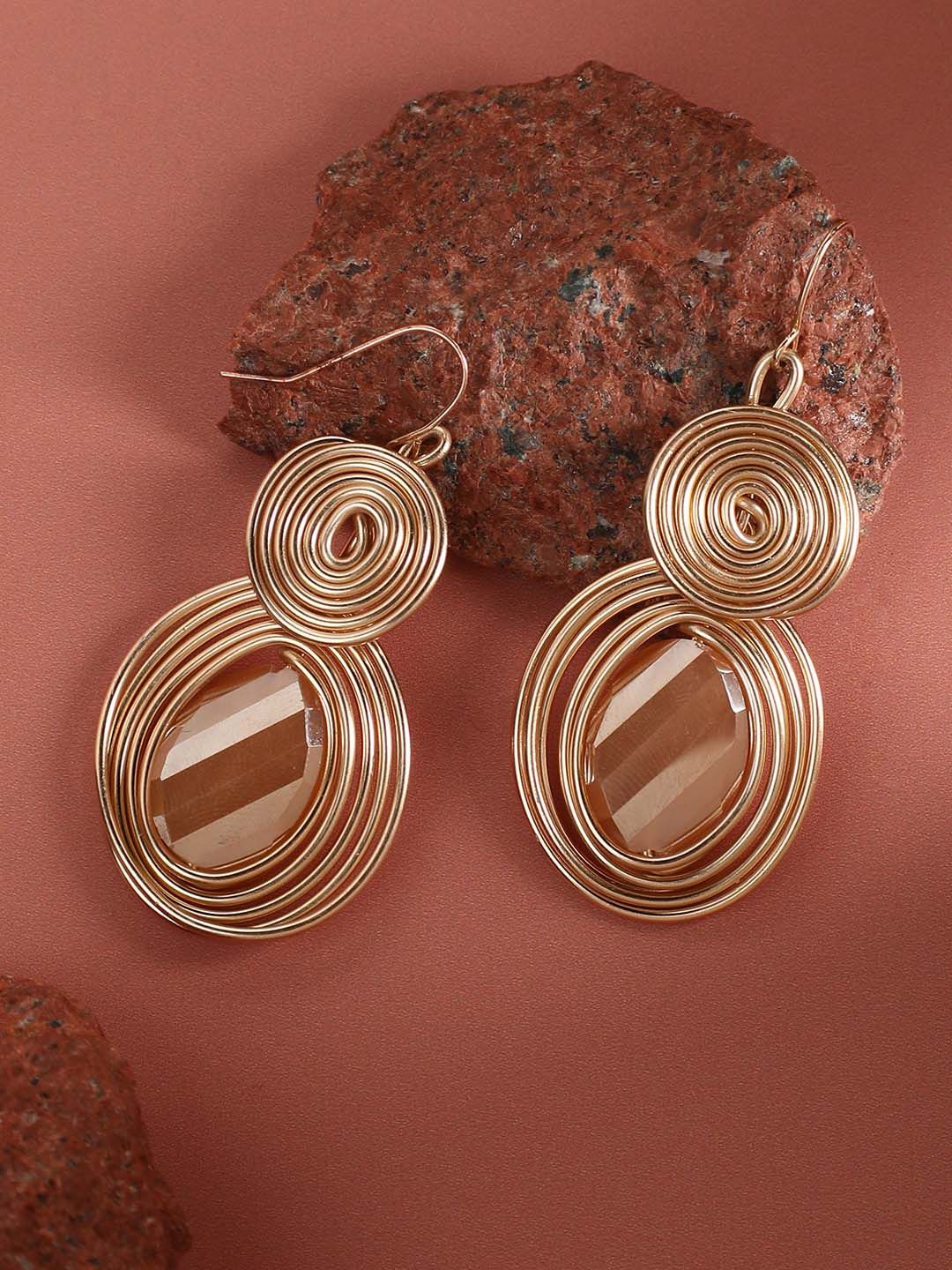 SOHI Silver-Plated Contemporary Drop Earrings-image-16